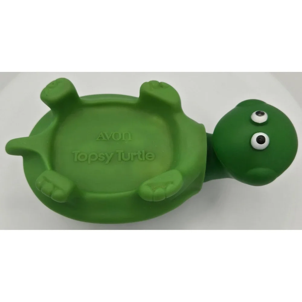 Vintage 1970's Avon Topsy Turtle Green Rubber Soap/Sponge Dish Collectible